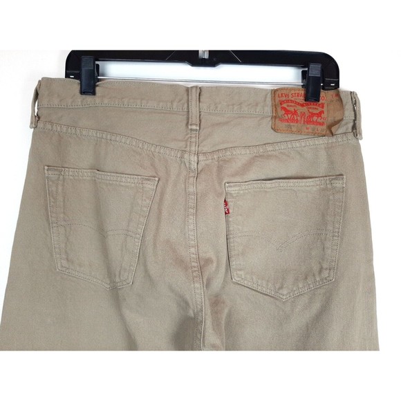 Levis 501 Tan Beige Button Fly 5 Pocket Denim Jeans Pants Mens Size 32 x 30 - Picture 8 of 12